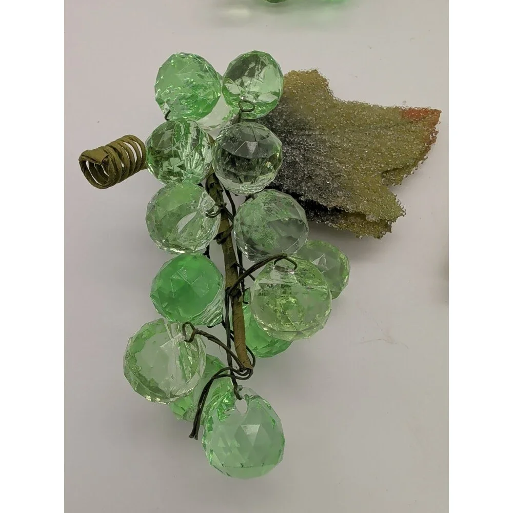 Vintage Style Lime Green Faceted Acrylic Grape Clusters Set of 4 MCM Kitsch